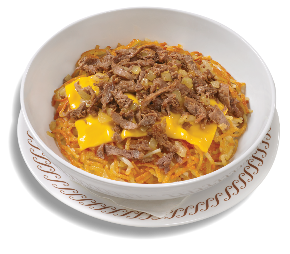 Order Cheesesteak Melt Hashbrown Bowl food online from Waffle House store, Centerville on bringmethat.com
