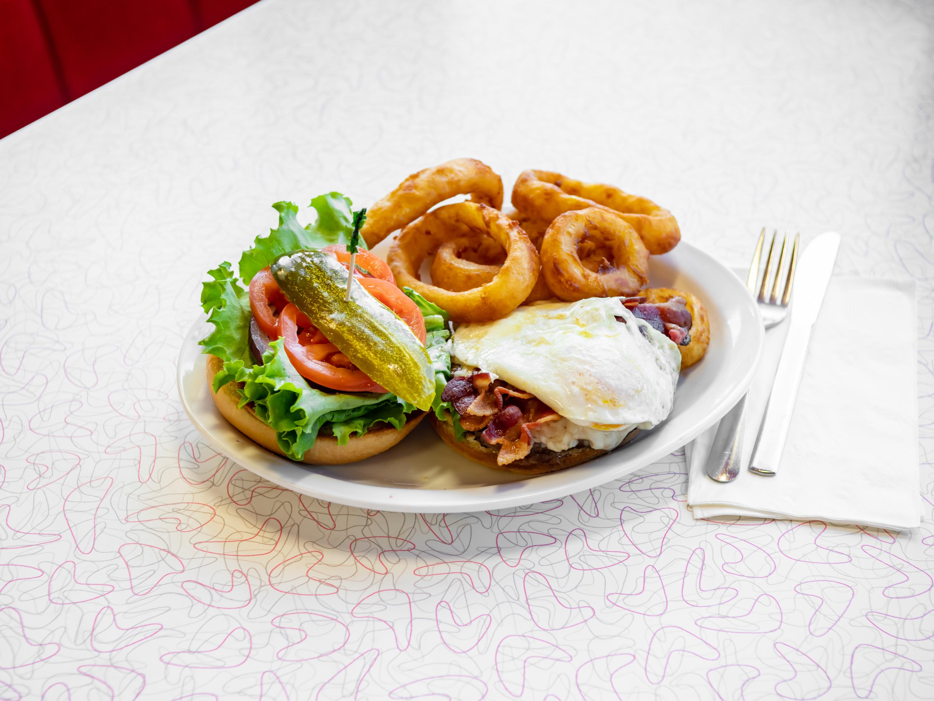 Order  Kelsey’s “Gotcha Covered” Burger food online from Chase Diner store, Chandler on bringmethat.com