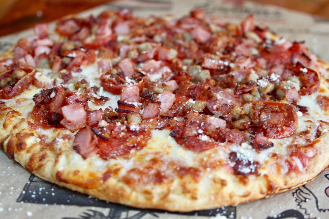Order 9" Meat Lover's Pizza food online from Roosters store, Huntington on bringmethat.com