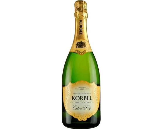 Order Korbel Extra Dry, 750mL champagne (12.0% ABV) food online from NEWBRIDGE WINES & SPIRITS CORP store, Levittown on bringmethat.com