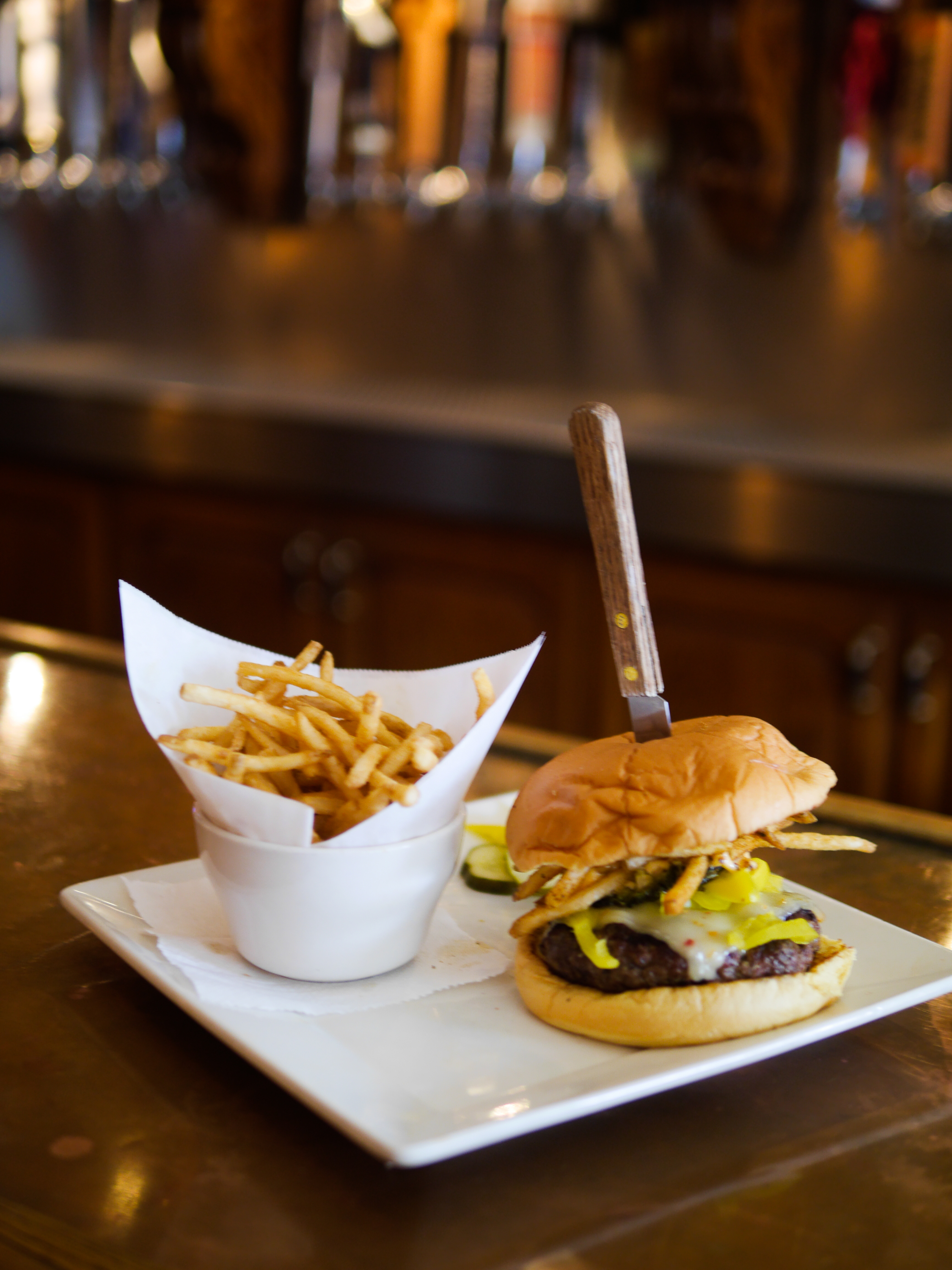 Order Fire Burger food online from The Firkin Pub & Grill store, Long Beach on bringmethat.com