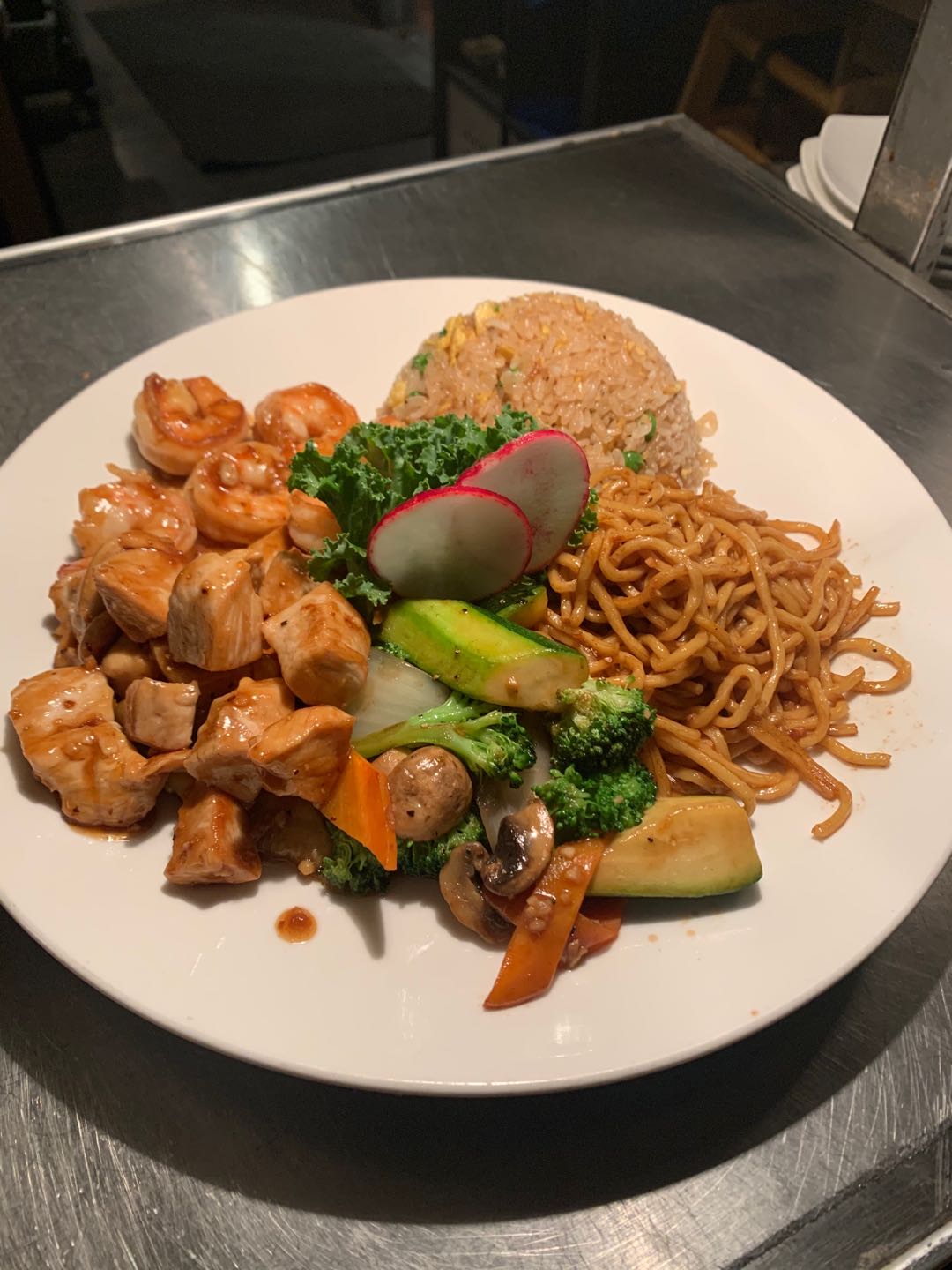 Order Chicken and Shrimp Hibachi Combo food online from Bluefin Steak House & Sushi store, Howell on bringmethat.com