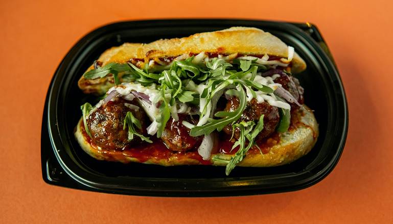 Order CLASSIC BBQ MEATBALL SANDWICH food online from Meatball Corner store, Round Rock on bringmethat.com
