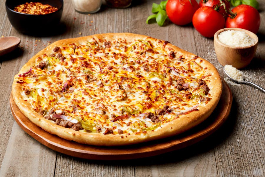 Order Cheeseburger Pizza - Small 9" food online from Simple Simon's Pizza store, Checotah on bringmethat.com