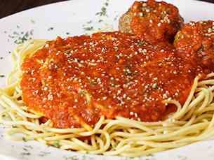 Order Spaghetti & Meatballs - Pasta food online from Rosati Pizza store, North Pekin on bringmethat.com