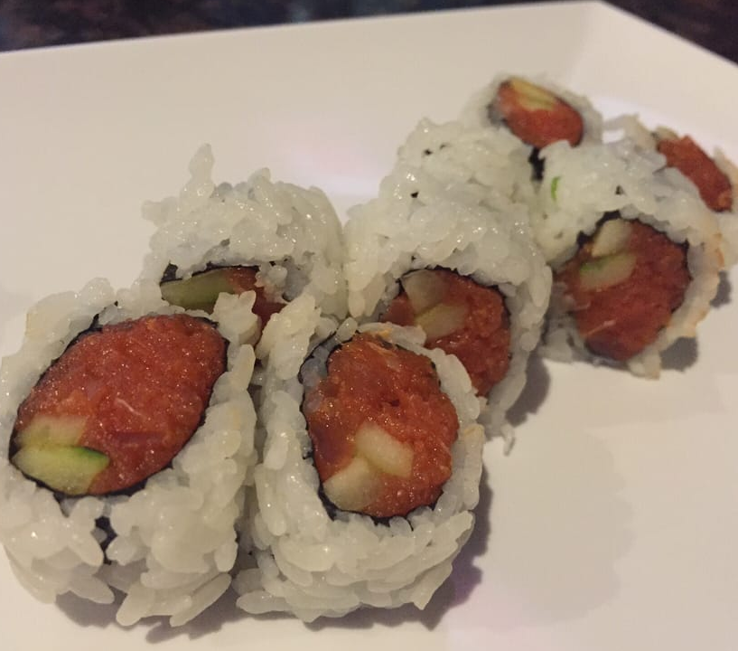 Order 53. Spicy Tuna Roll (8pcs)(Spicy) food online from Soyokaze Sushi store, Garden Grove on bringmethat.com