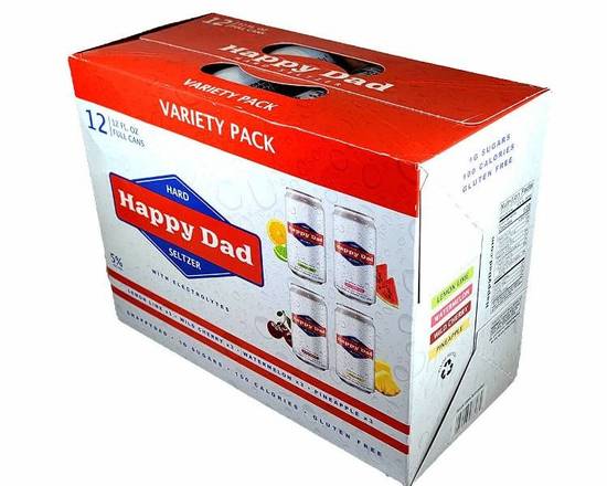 Order Happy Dad Hard Seltzer Variety 12 pk 12oz cans food online from Pacific Liquor Market store, Bell Gardens on bringmethat.com