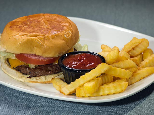 Order Hamburger with Cheese and Fries food online from Mi Casa De Sabor Bar & Grill store, Houston on bringmethat.com
