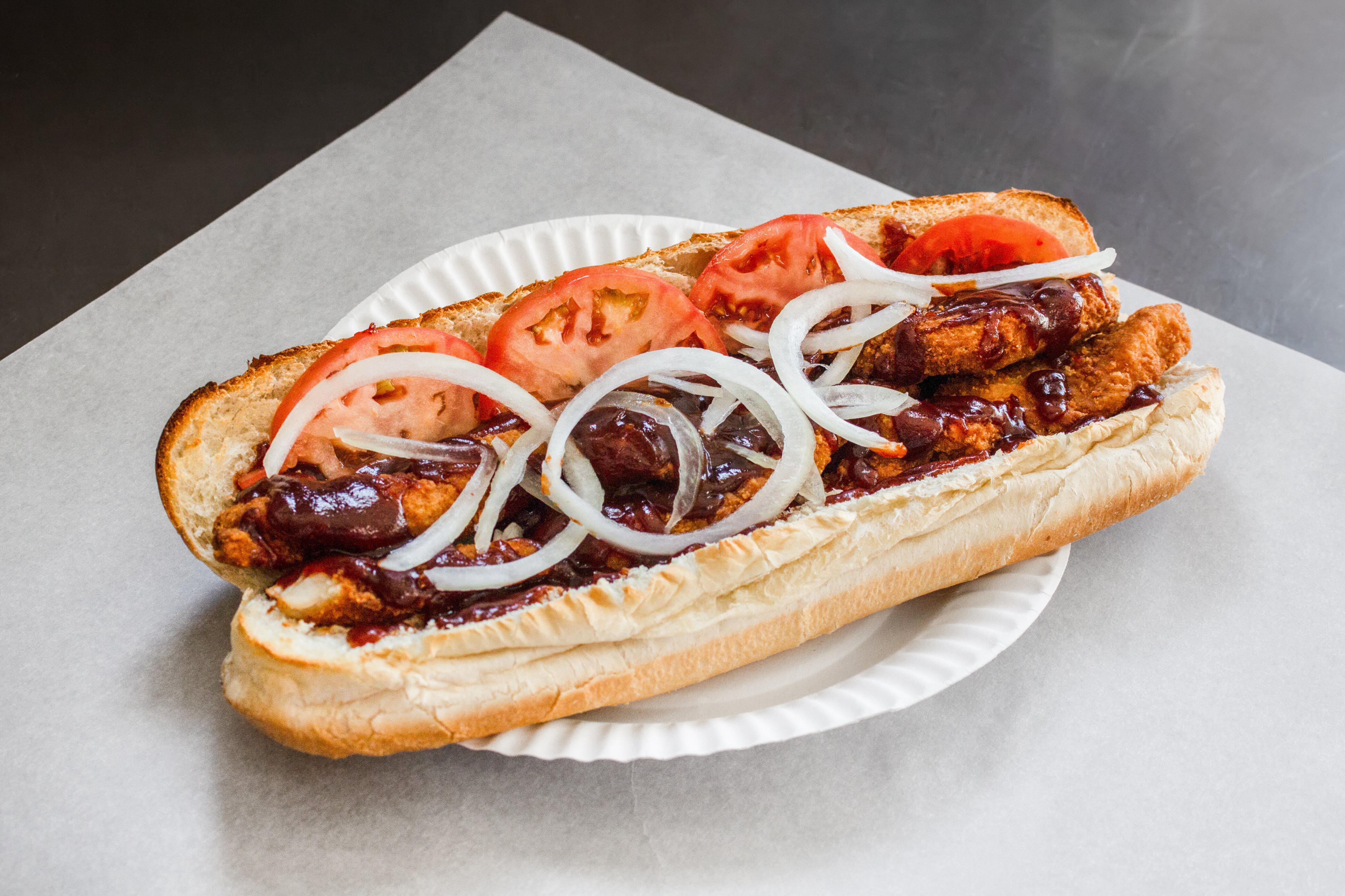 Order BBQ Chicken Sub - Small food online from Town House Of Pizza store, Westminster on bringmethat.com