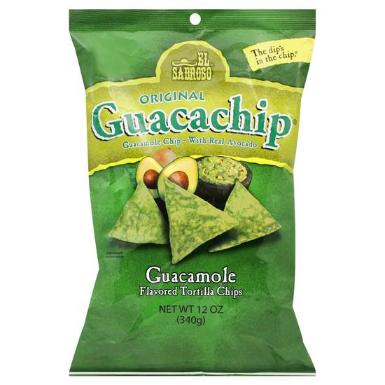 Order El Sabroso Guacachip Guacamole Flavored Tortilla Chip (12 oz) food online from Rite Aid store, Yamhill County on bringmethat.com