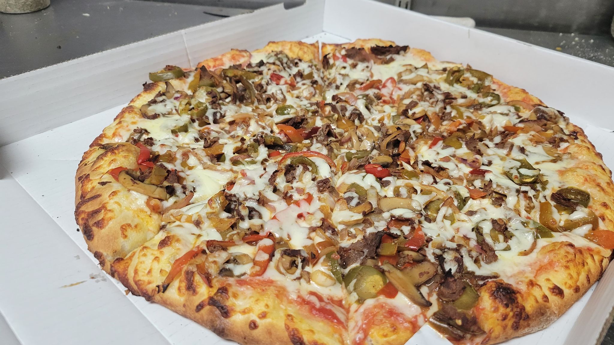 Order Spicy Steak Philly Pizza food online from Castello Pizza store, Columbus on bringmethat.com
