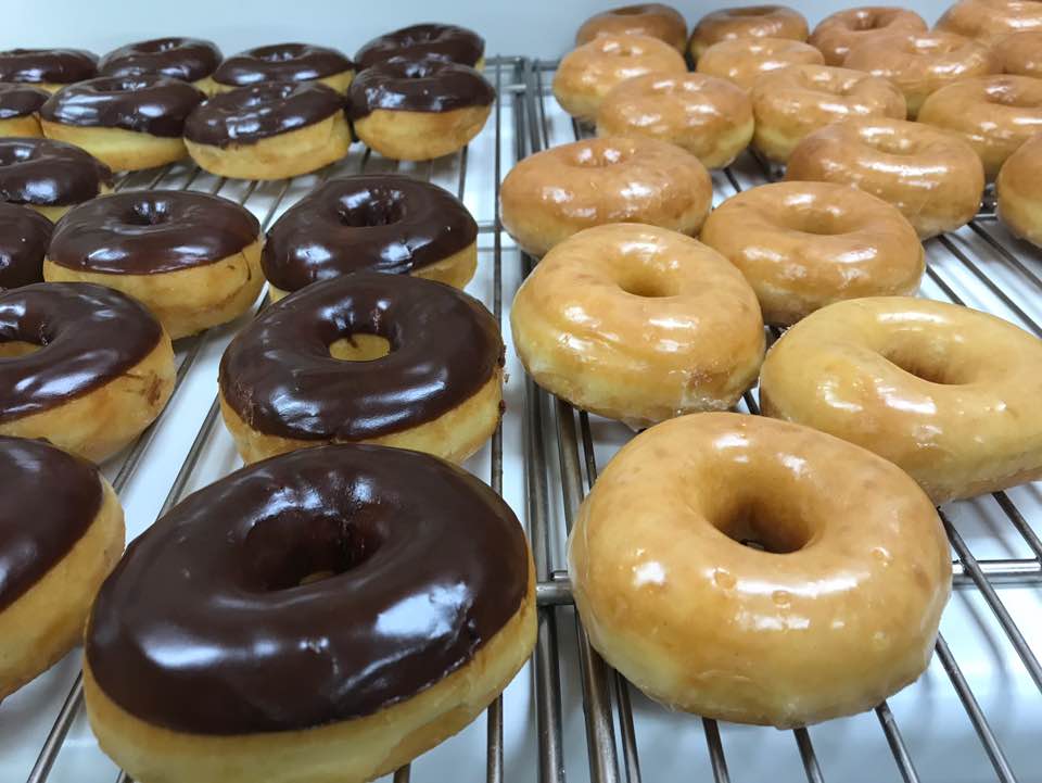 Order 1/2 and 1/2 Glazed and Chocolate Donuts food online from Saginaw Donut Shop store, Saginaw on bringmethat.com