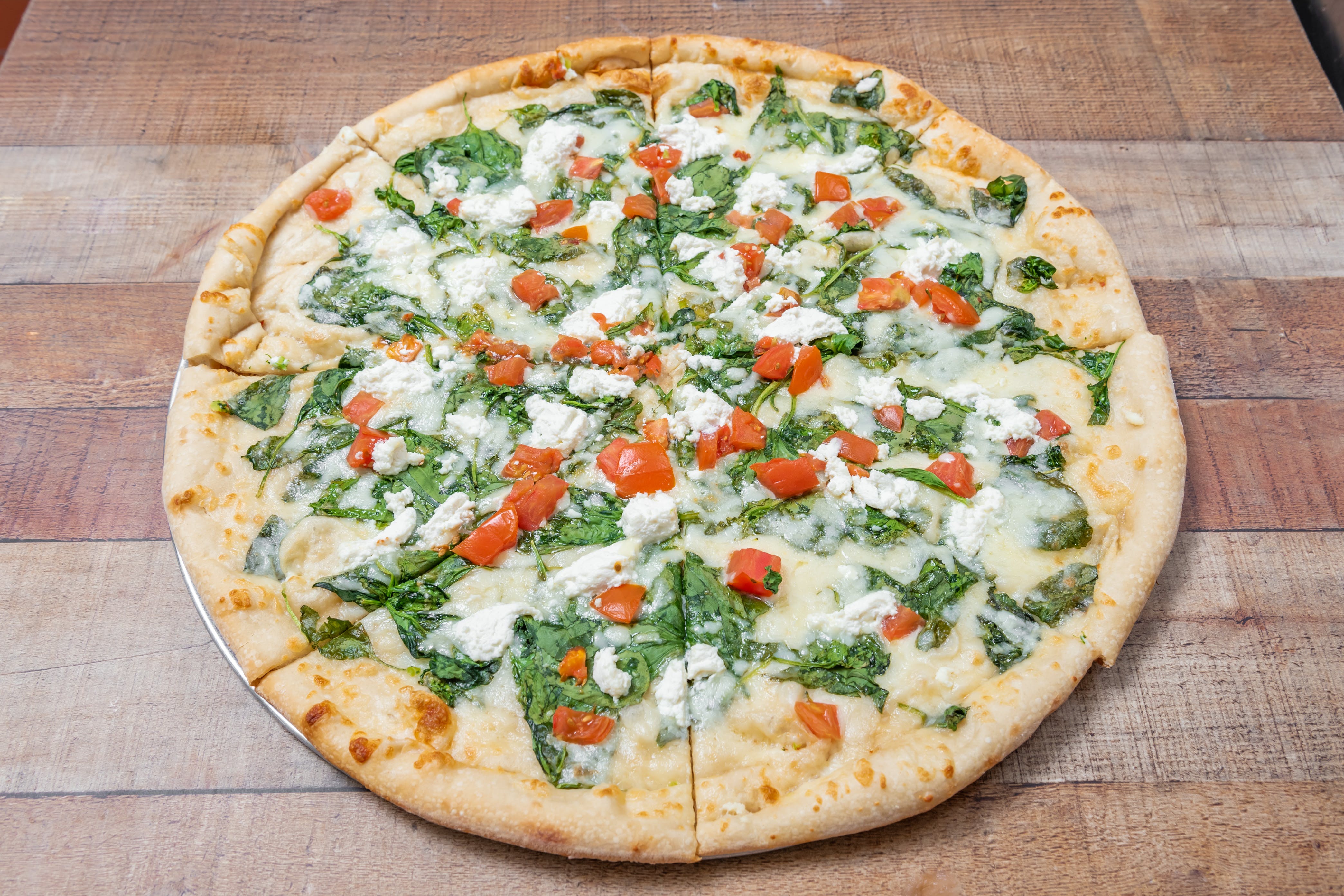 Order White Veggie Pizza - Medium 14'' food online from Ray #1 Pizza store, Whitehall on bringmethat.com