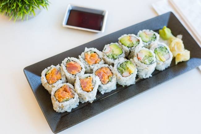 Order Spicy Tuna & California Roll (12 pc) food online from B Cafe store, Quincy on bringmethat.com