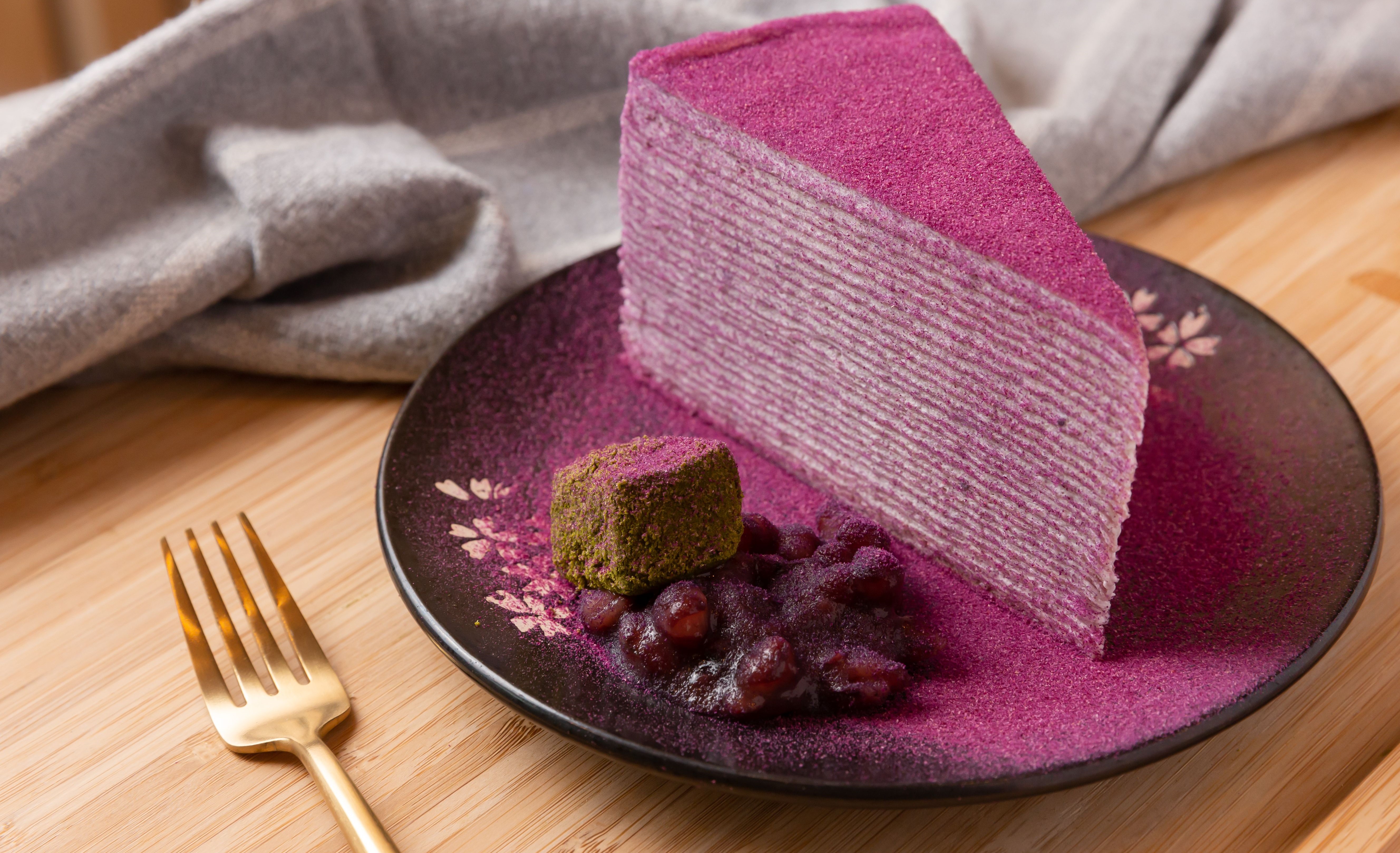 Order Purple Sweet Potato Crepe Layer Cake food online from Kyoto Matcha store, Rockville on bringmethat.com