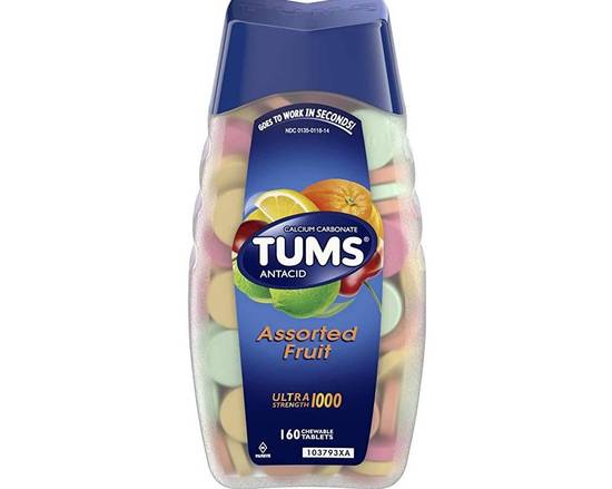 Order Tums Antacid - Assorted Fruit Flavor - 160 Chewable Tablets food online from East Cooper Family Pharmacy store, Mt Pleasant on bringmethat.com