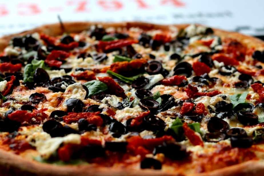 Order Greek Pizza - Medium 12'' (8 Slices) food online from West Brooklyn Pizza store, San Rafael on bringmethat.com