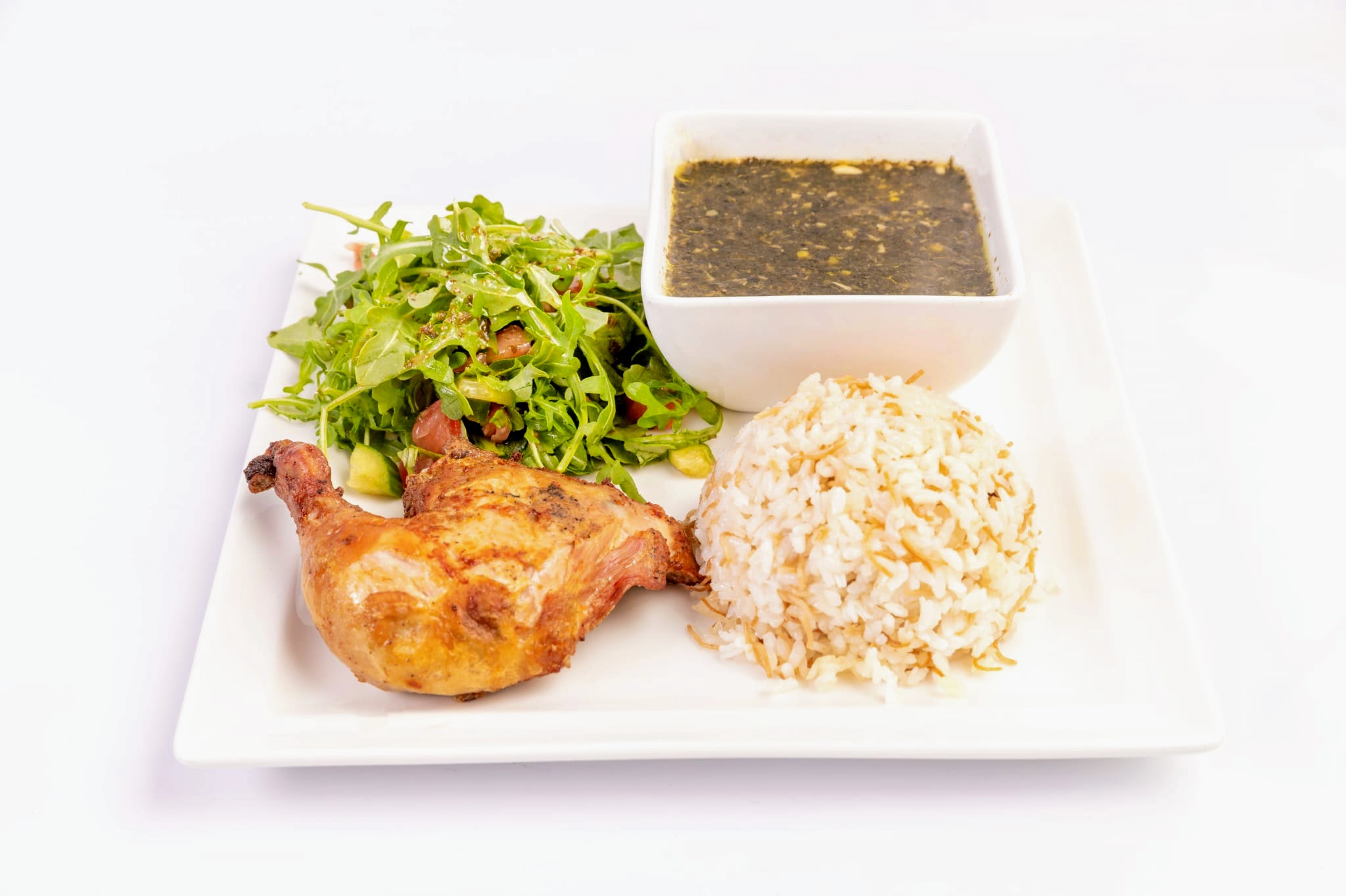 Order Molokhia with Chicken Specialty Entree food online from Cairo Restaurant & Cafe store, Anaheim on bringmethat.com