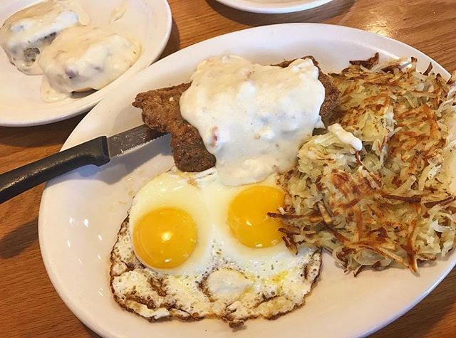 Order Chicken Fried Steak with Homemade Country Gravy and Eggs Breakfast food online from Uncle Pete Cafe store, Westminster on bringmethat.com