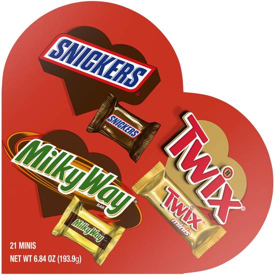 Order SNICKERS, TWIX & MILKY WAY Valentines Day Assorted Chocolate Candy, Heart-Shaped Gift Box, 6.84 oz food online from Cvs store, EL MONTE on bringmethat.com