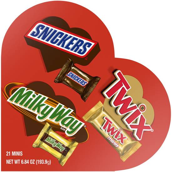 Order SNICKERS, TWIX & MILKY WAY Valentines Day Assorted Chocolate Candy, Heart-Shaped Gift Box, 6.84 oz food online from CVS store, LONDON on bringmethat.com