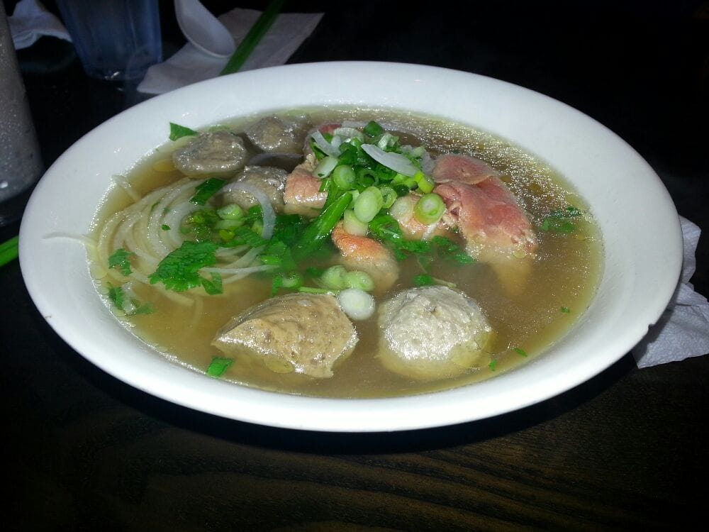 Order 5. Rare Beef and Meatballs Pho food online from Perilla Vietnamese Cuisine store, San Francisco on bringmethat.com