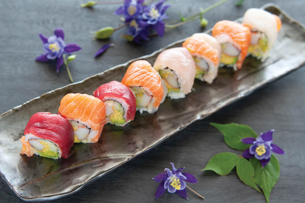 Order Rainbow Roll food online from Kumo Sushi Hibachi & Lounge store, Bay Shore on bringmethat.com