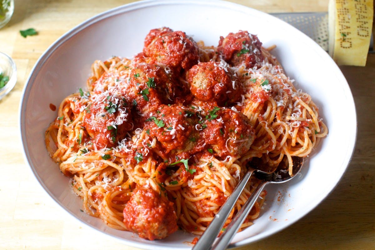 Order Pasta with Meatballs - Pasta food online from Niko's Pizza House store, Worcester on bringmethat.com