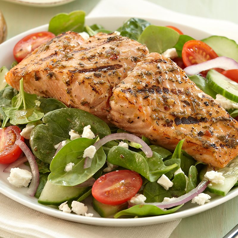 Order Salmon Fish on Salad food online from Royal Kitchen store, Cockeysville on bringmethat.com