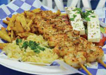 Order Shrimp Souvlaki Platter food online from Opa Opa store, Wilmington on bringmethat.com