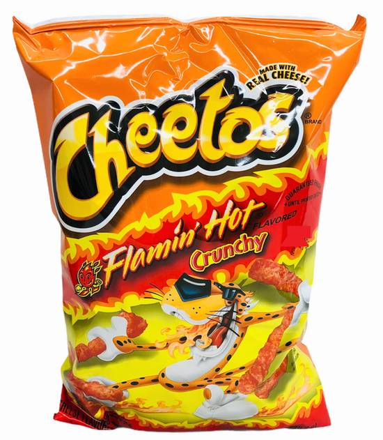 Order Cheetos Flamin Hot Crunchy Cheese Flavored Snacks food online from Deerings Market store, Traverse City on bringmethat.com
