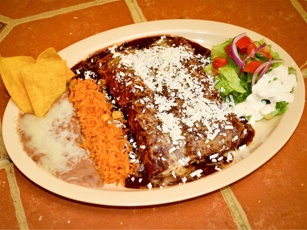 Order MOLE ENCHILADAS food online from Tacos Los Toritos store, Las Vegas on bringmethat.com