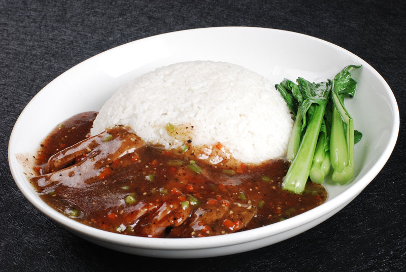 Order Black Pepper Pork Chop with Rice 黑椒猪扒饭  food online from Full House Seafood Restaurant store, Arcadia on bringmethat.com