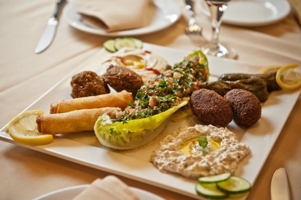 Order Mezza Sampler Plate food online from Arabian Nights store, San Francisco on bringmethat.com