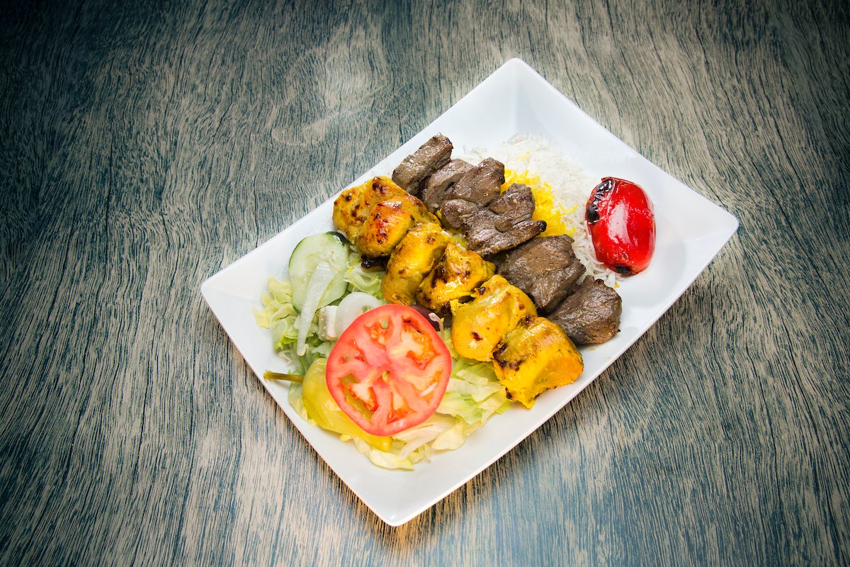 Order Moby's Super Combo w/Joojeh & Chenjeh food online from Moby Dick House of Kabob store, Tysons on bringmethat.com