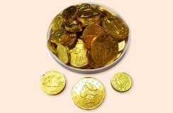 Order Foil Wrapped Gold Coins food online from Hanna Krause Homemade Candies store, Paramus on bringmethat.com