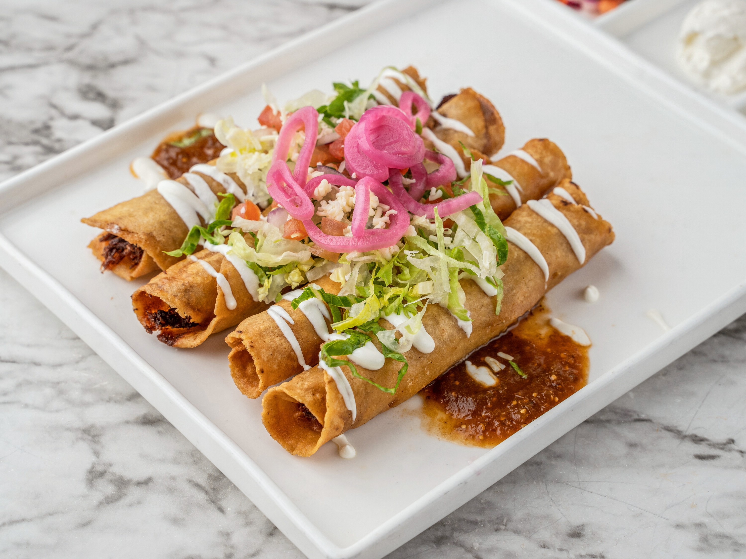 Order 4 Piece Flautas food online from Zocalo Street Food | Tequila store, Wilmington on bringmethat.com