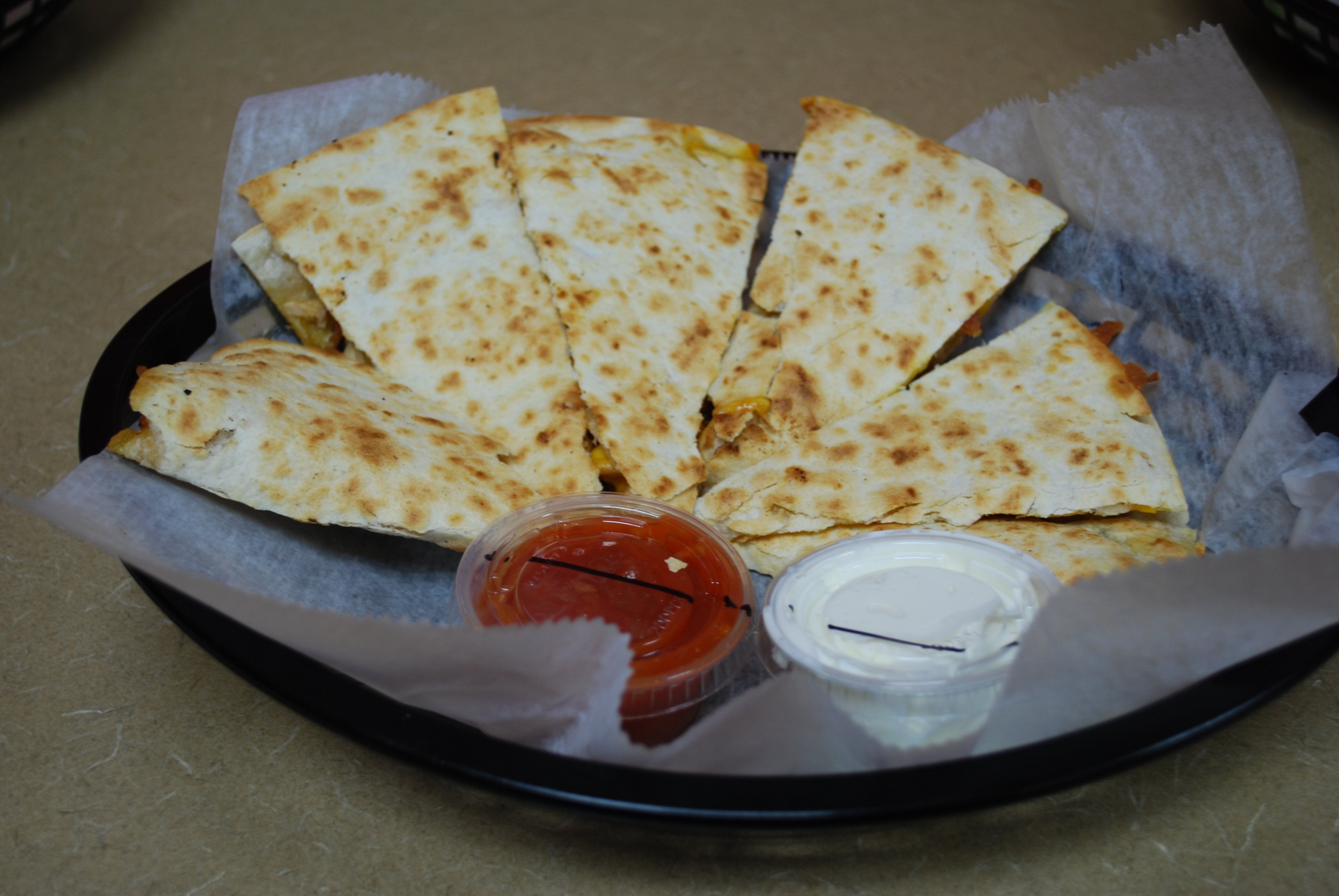 Order Chicken & Cheddar Cheese Quesadilla food online from RG Wings store, Mastic Beach on bringmethat.com