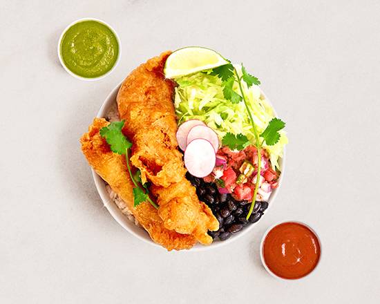 Order Beer-Battered Fish Burrito Bowl food online from Blessed Burrito Bowls store, Lake Oswego on bringmethat.com