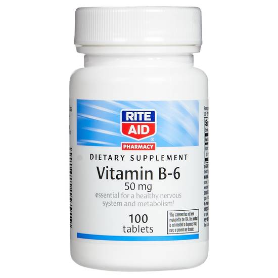 Order Rite Aid Pharmacy Vitamin B6 Tablets 50mg (100 ct) food online from Rite Aid store, Palm Desert on bringmethat.com