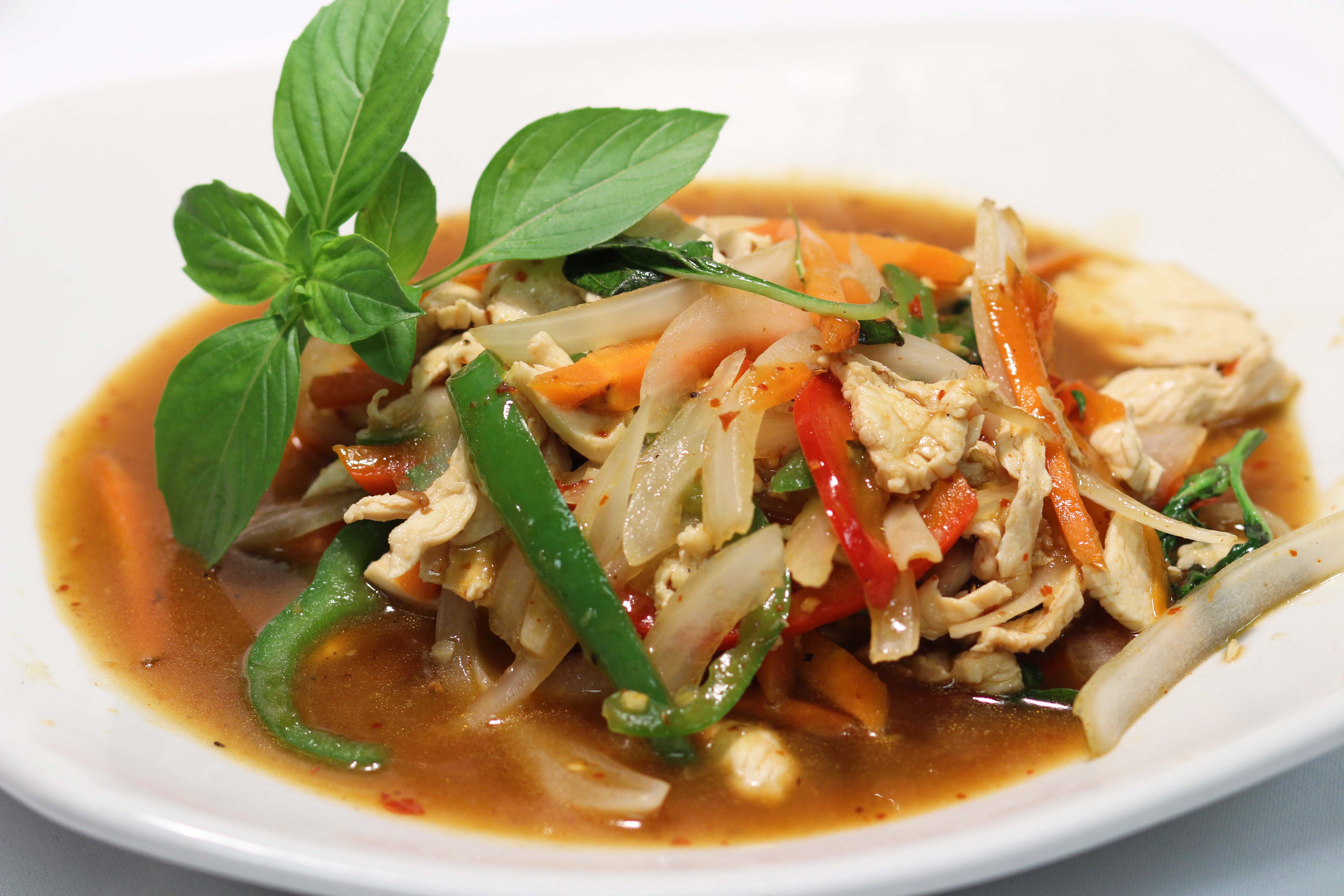 Order E1 Pad Kra Pao (Stir Fried Basil) food online from Thai-D store, Marion on bringmethat.com