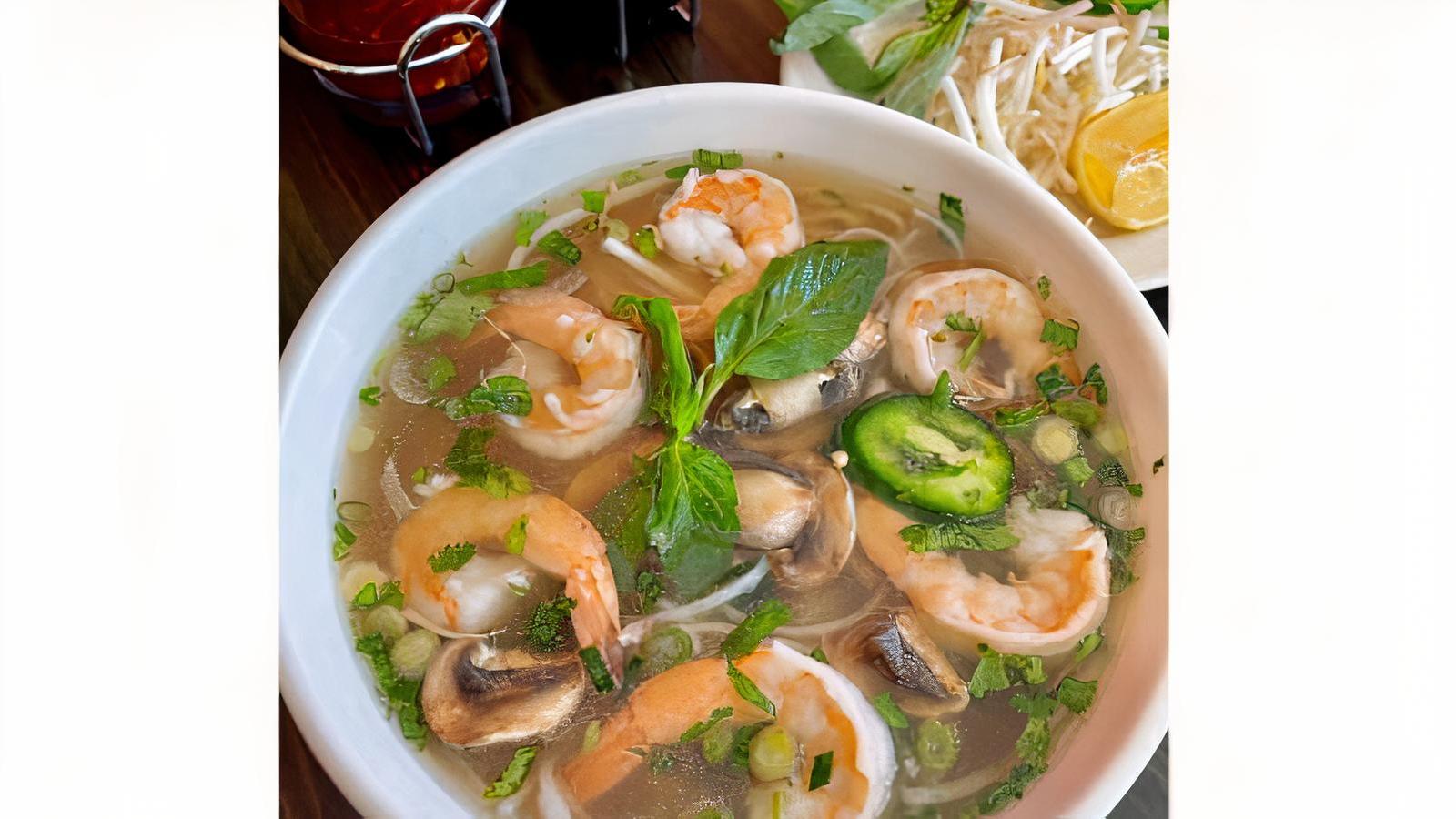 Order P8 Shrimp and Mushroooms Pho food online from Indochine store, New Brunswick on bringmethat.com