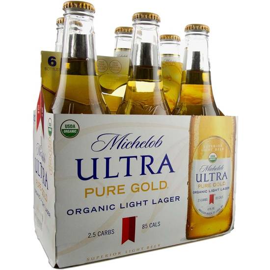 Order Michelob Ultra Pure Gold Organic Light Lager, 6 Pack Beer food online from Red Roof Market store, Lafollette on bringmethat.com