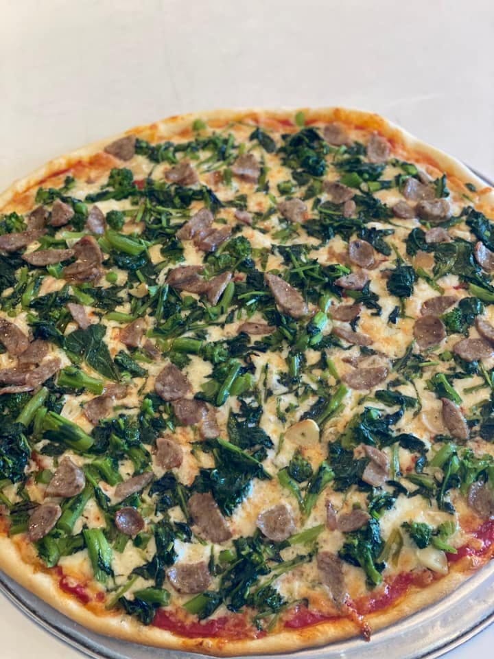 Order Broccoli Rabe & Sausage Pizza - Large 18'' (8 Slices) food online from Pizza Station store, Katonah on bringmethat.com