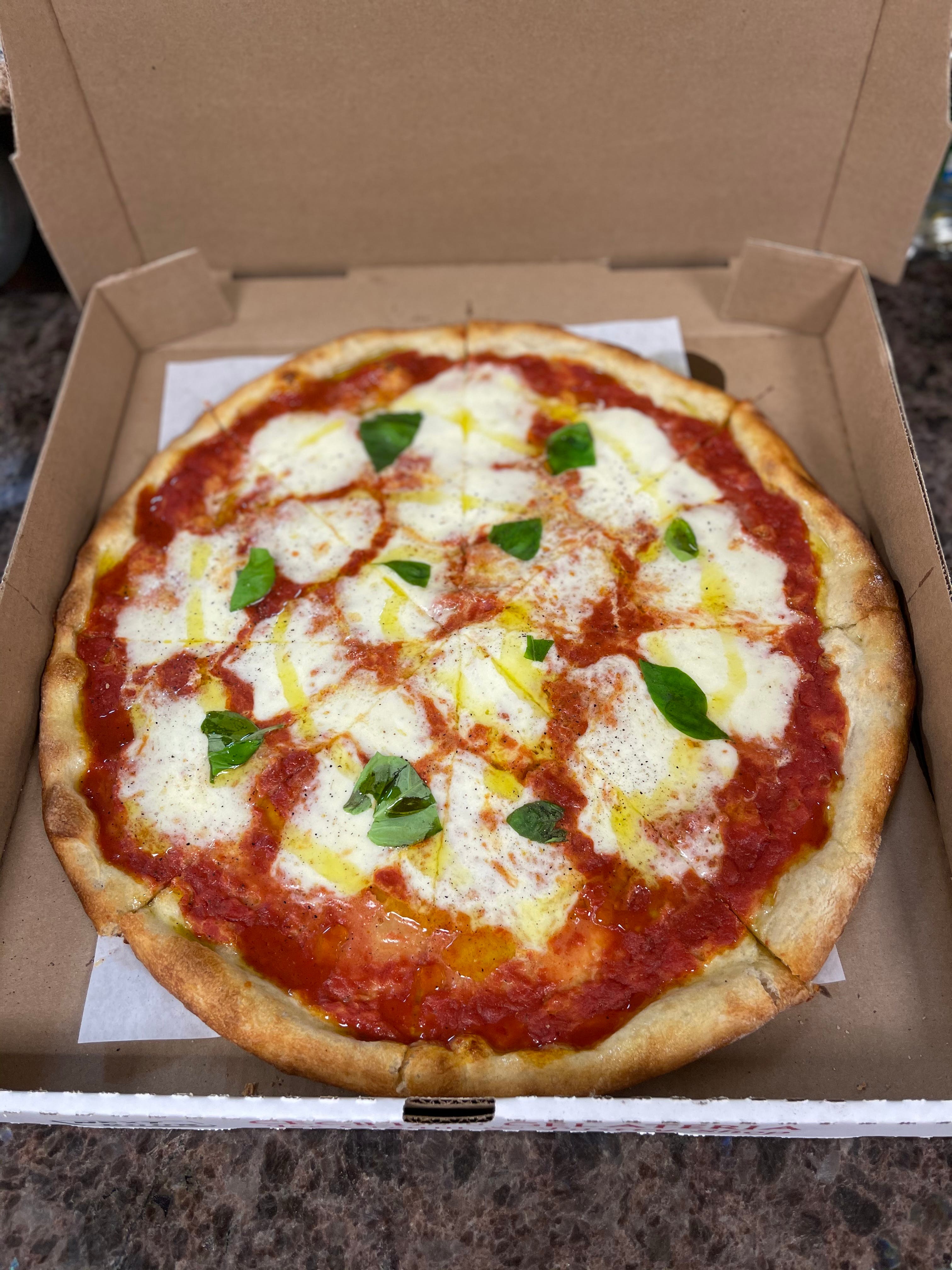 Order Margherita Pizza - Large 16" food online from Sal's Pizza store, Wildwood Crest on bringmethat.com
