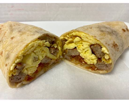 Order Country Breakfast Burrito food online from Eggs & Sushi store, Springfield on bringmethat.com