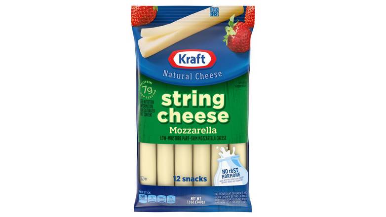 Order Kraft String Cheese Mozzarella Cheese Snacks - 12 Sticks food online from Route 7 Food Mart store, Norwalk on bringmethat.com