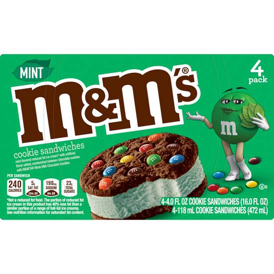 Order M&M's Mint Flavored Ice Cream Cookie Sandwiches, 4 CT food online from Cvs store, MISSION VIEJO on bringmethat.com
