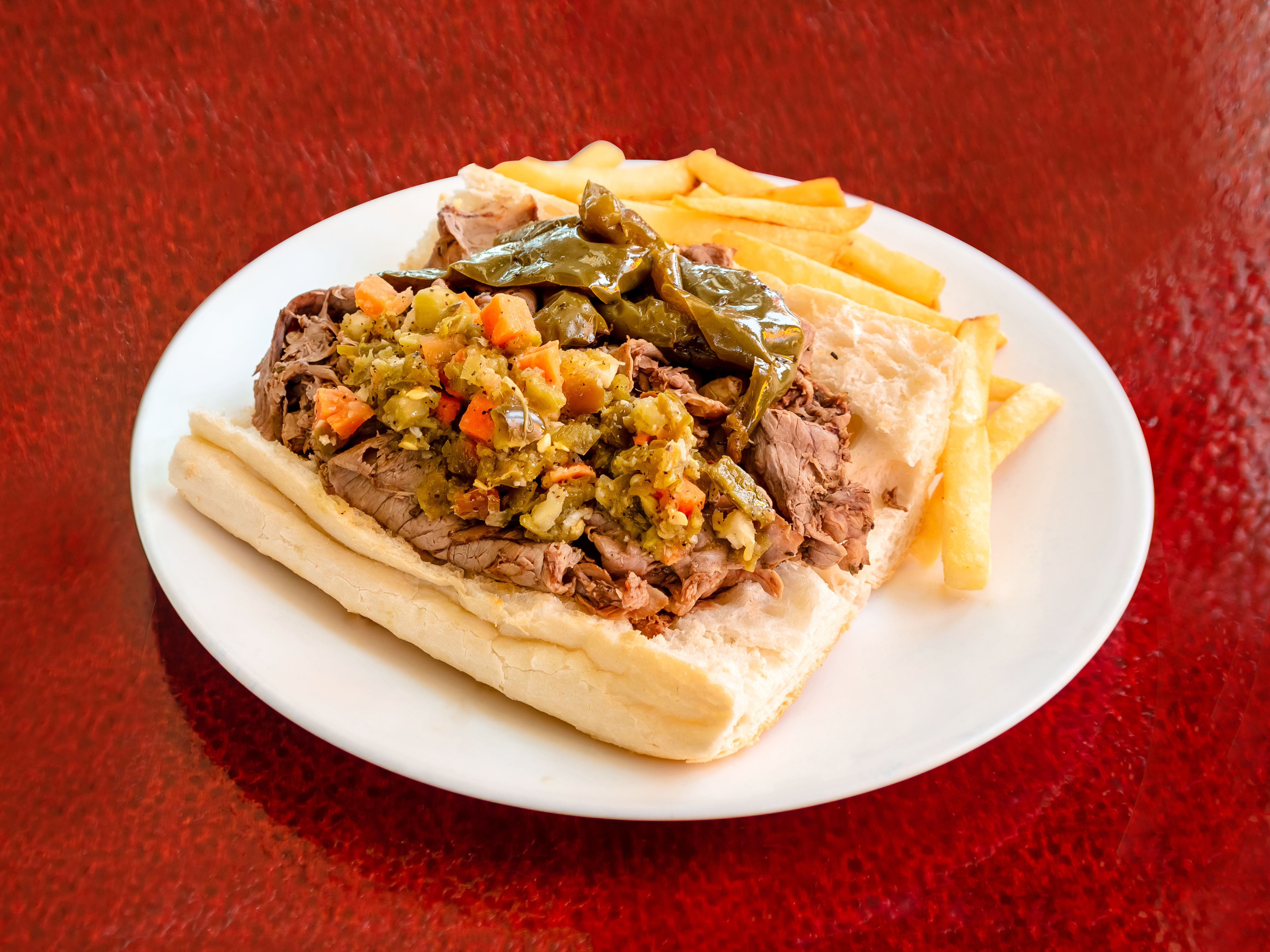 Order Italian Beef Sandwich food online from Donald's Famous Hot Dogs store, Chicago on bringmethat.com