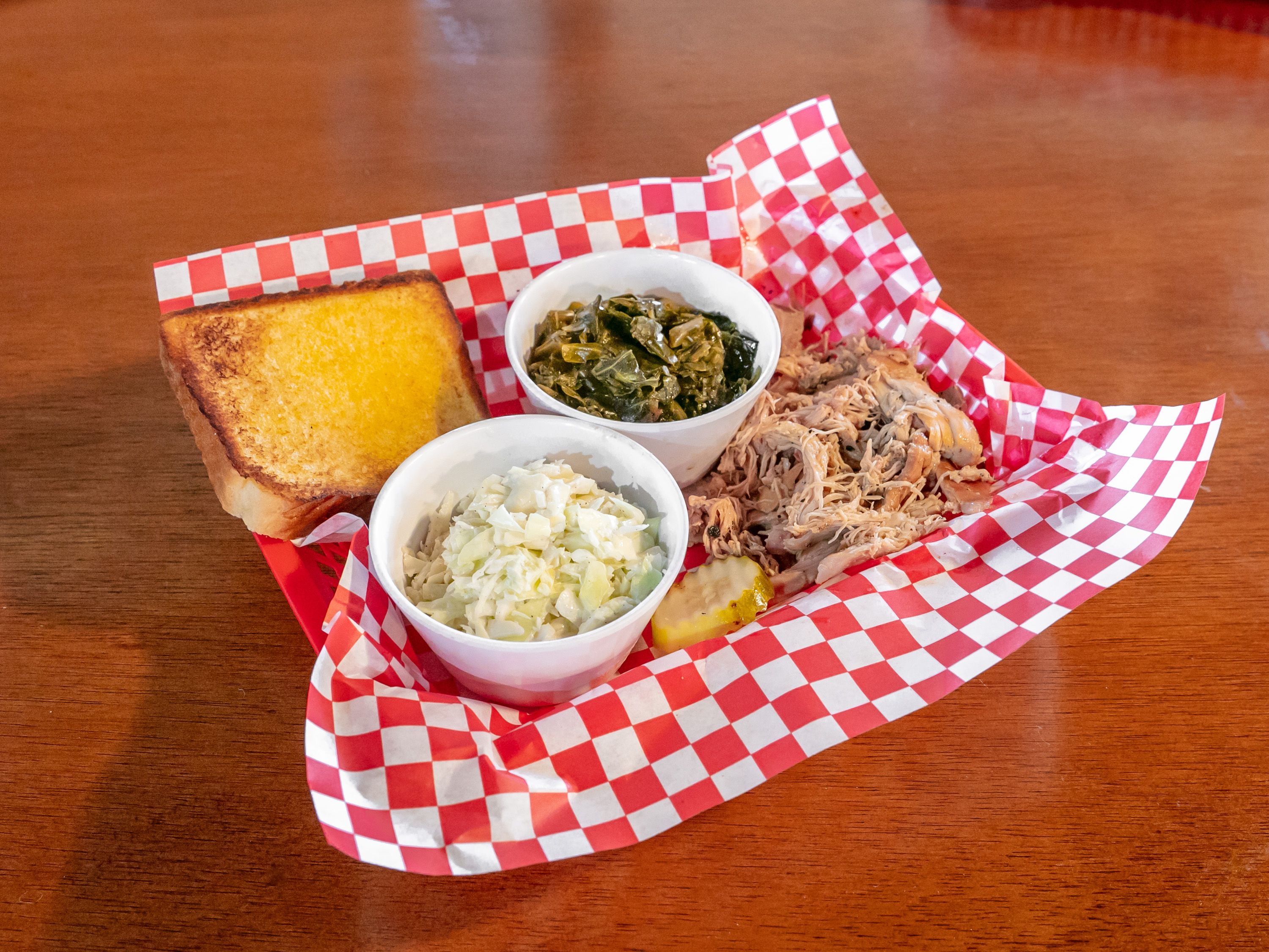 Order Pulled Chicken Plate with 2 Sides and Bread food online from Smokin Gold Bbq store, Lilburn on bringmethat.com